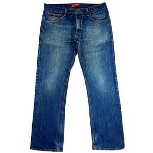 Arizona Jeans Co Original Straight 36x32 Men’s Blue Denim Distressed Fade